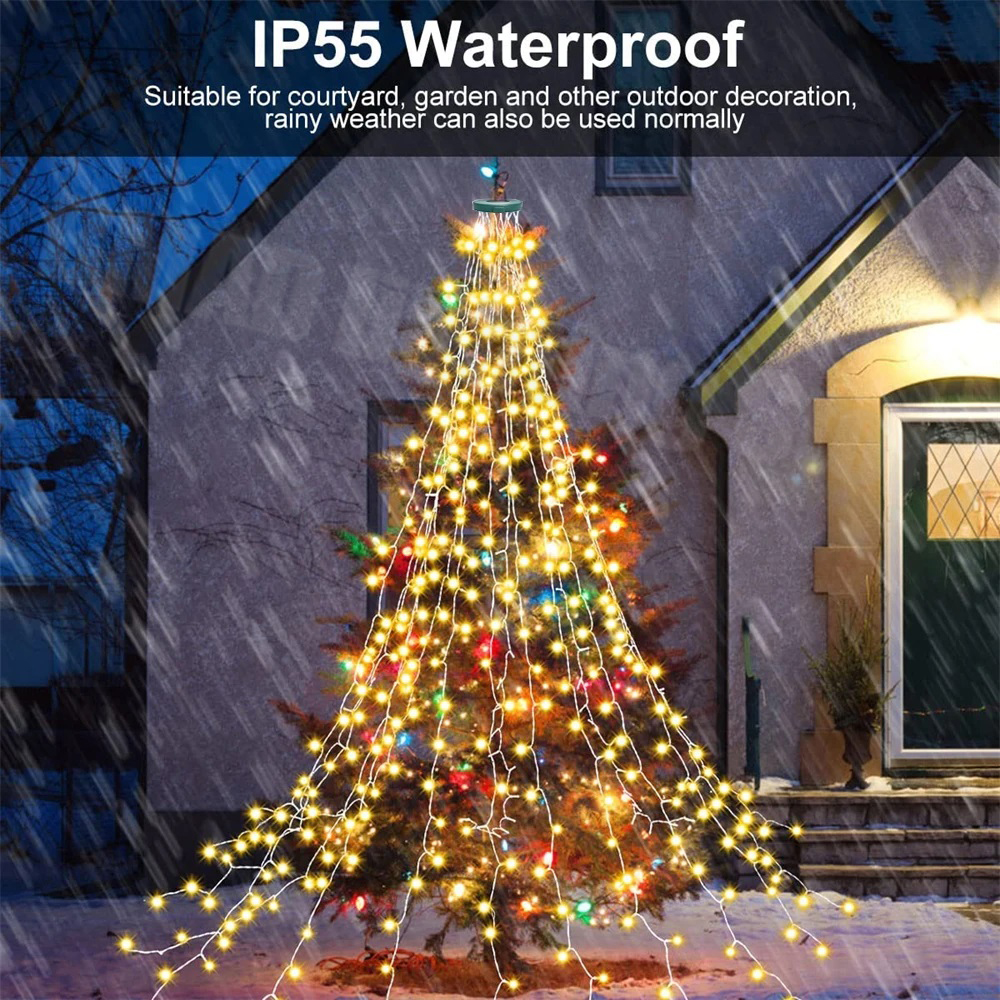 Christmas Tree Waterfall Light - Star Tree Topper reseña y precio