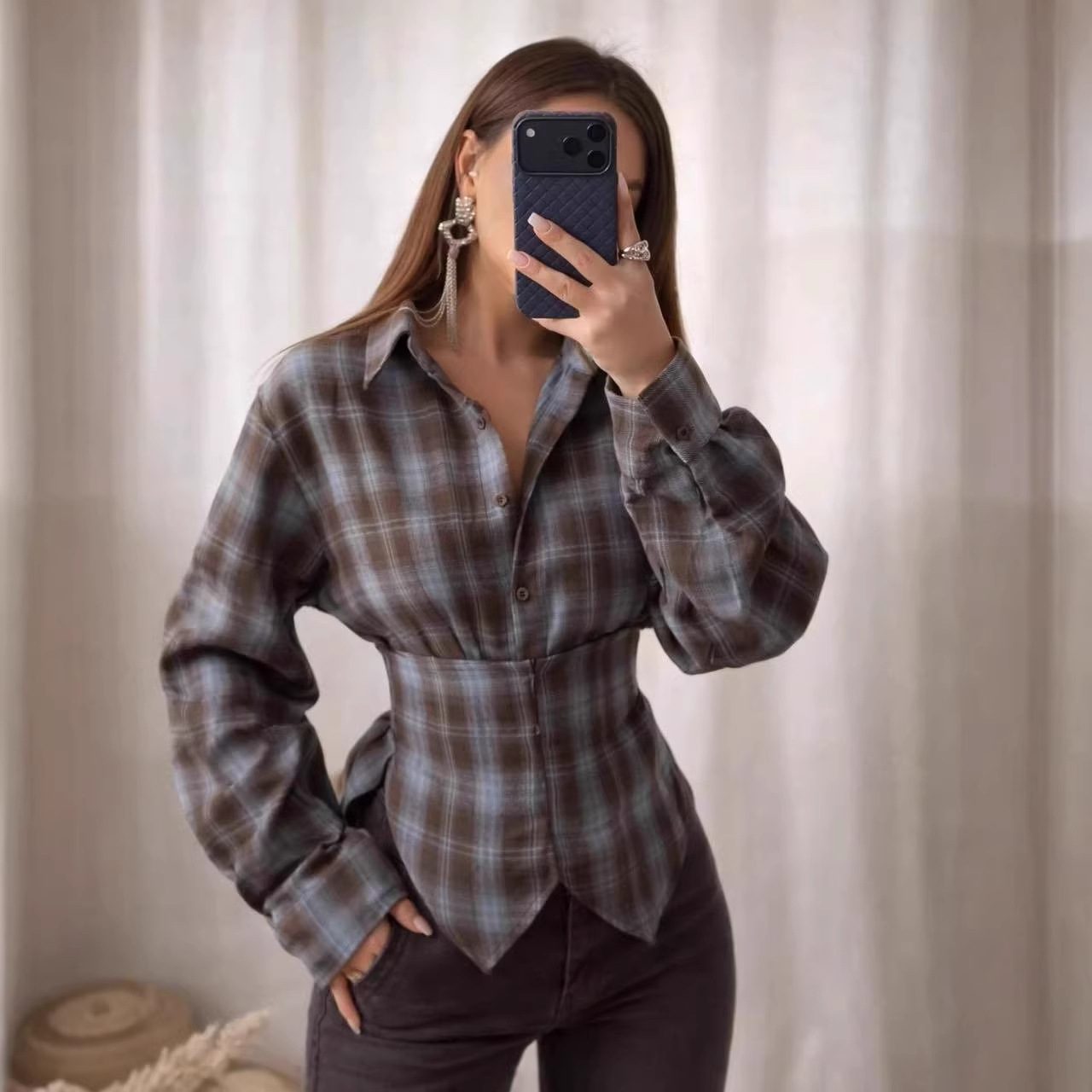 Loose Women's Plaid Blouse Vin - Christmas Throw Blanket reseña y precio