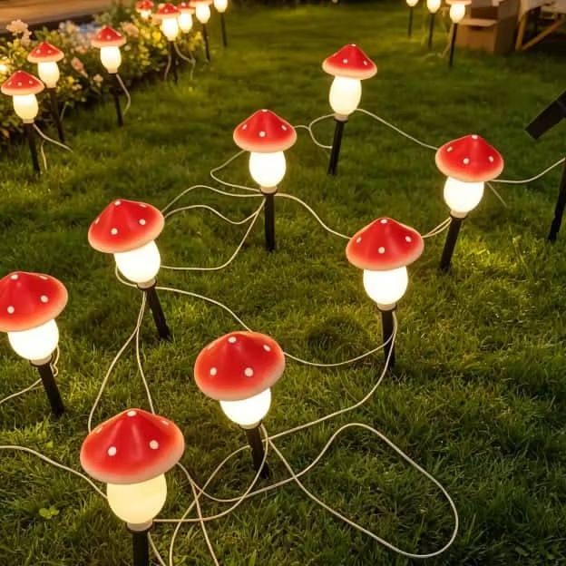 Solar Mushroom String Lights W - Christmas Lights Outdoor reseña y precio