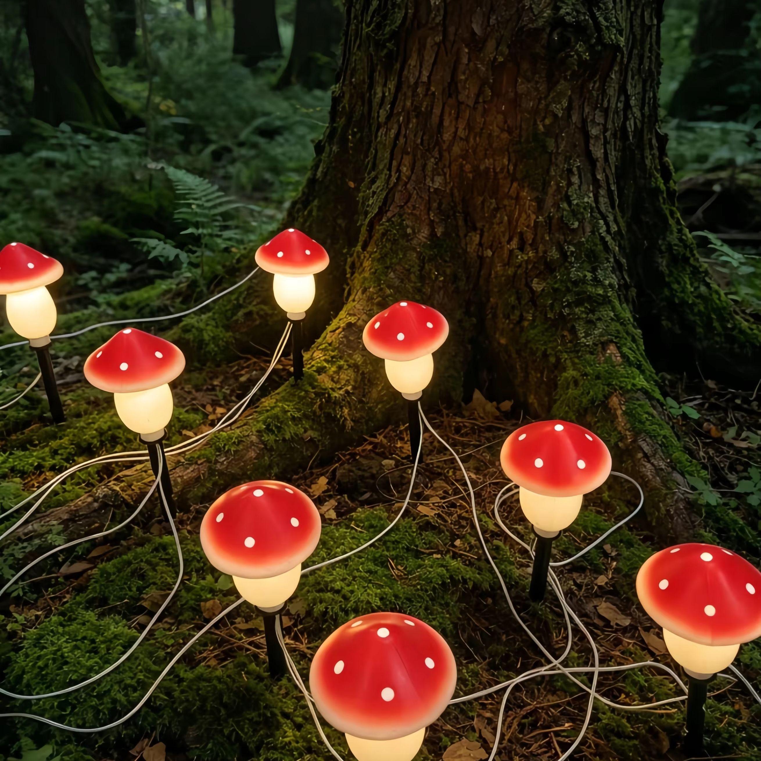 Solar Mushroom String Lights W - Christmas Lights Outdoor reseña y precio