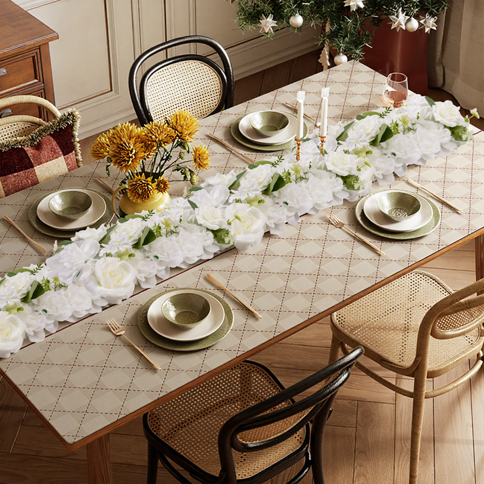 6 Pcs Artificial Flower Garlan - Christmas Table Runner reseña y precio