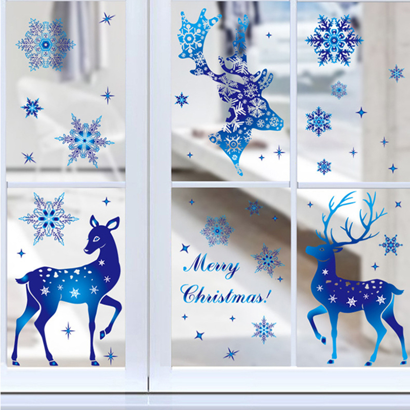 Christmas Window Stickers Elk  - Snowflake Window Decal reseña y precio