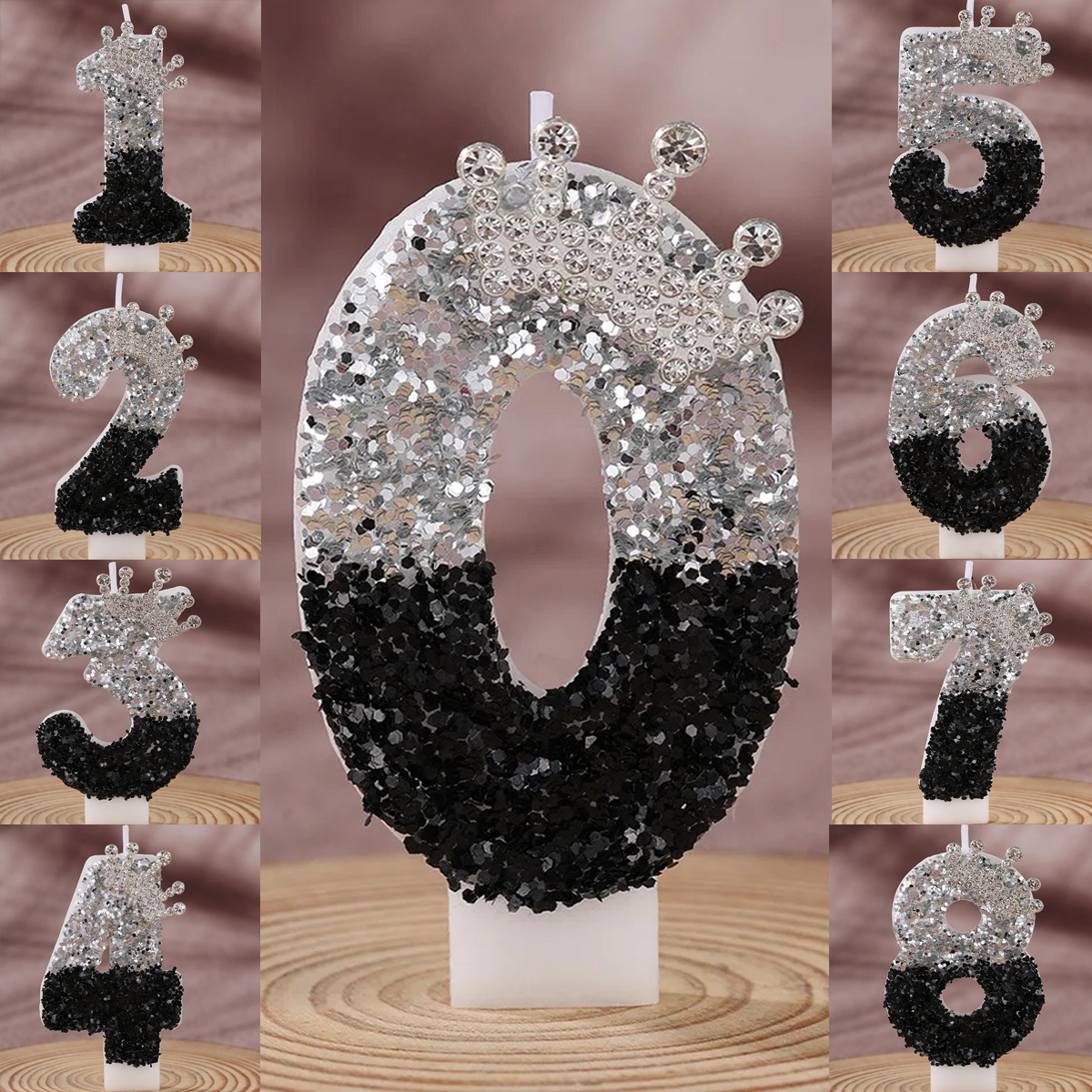 Black Silver Gradient Crown Ha - Holiday Candle Set reseña y precio