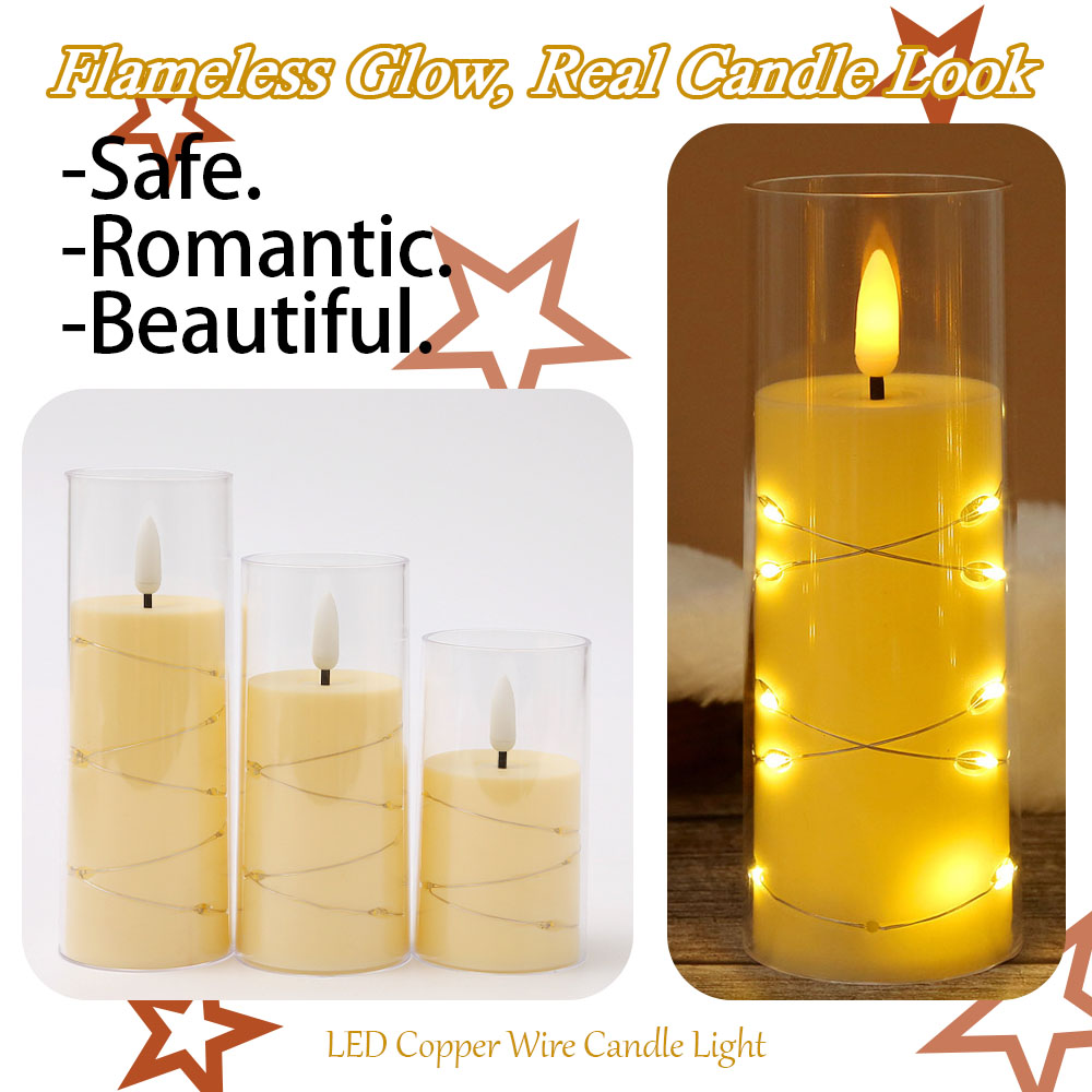 3pcs/set LED Copper Wire Flame - Holiday Candle Set reseña y precio