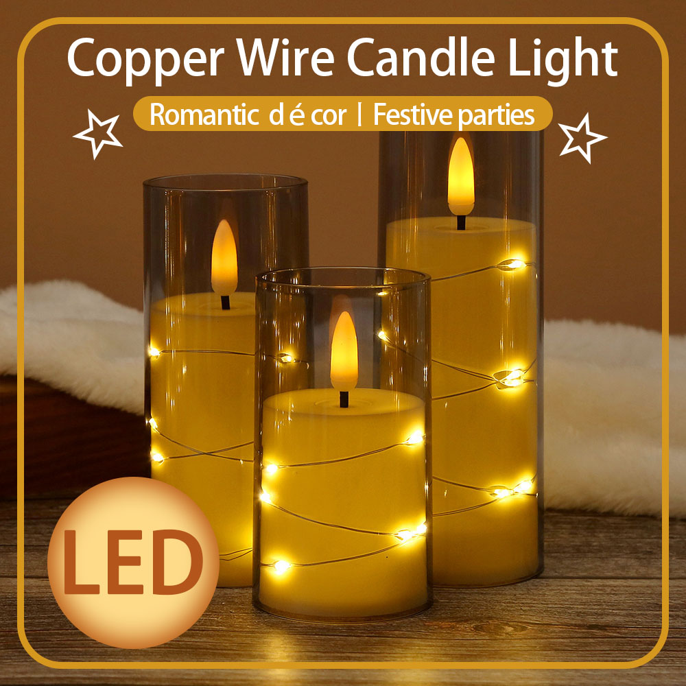 3pcs/set LED Copper Wire Flame - Holiday Candle Set reseña y precio