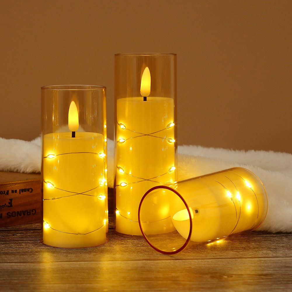 3pcs/set LED Copper Wire Flame - Holiday Candle Set reseña y precio