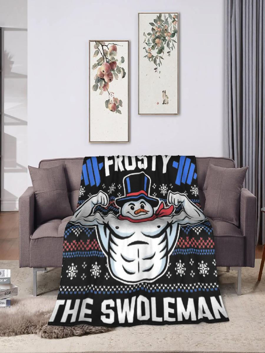 Frosty The Swoleman Funny Ugly - Christmas Throw Blanket reseña y precio