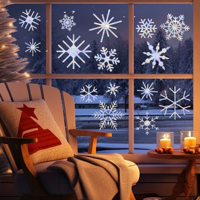 Xmas Snowflake Pattern Rainbow - Snowflake Window Decal reseña y precio