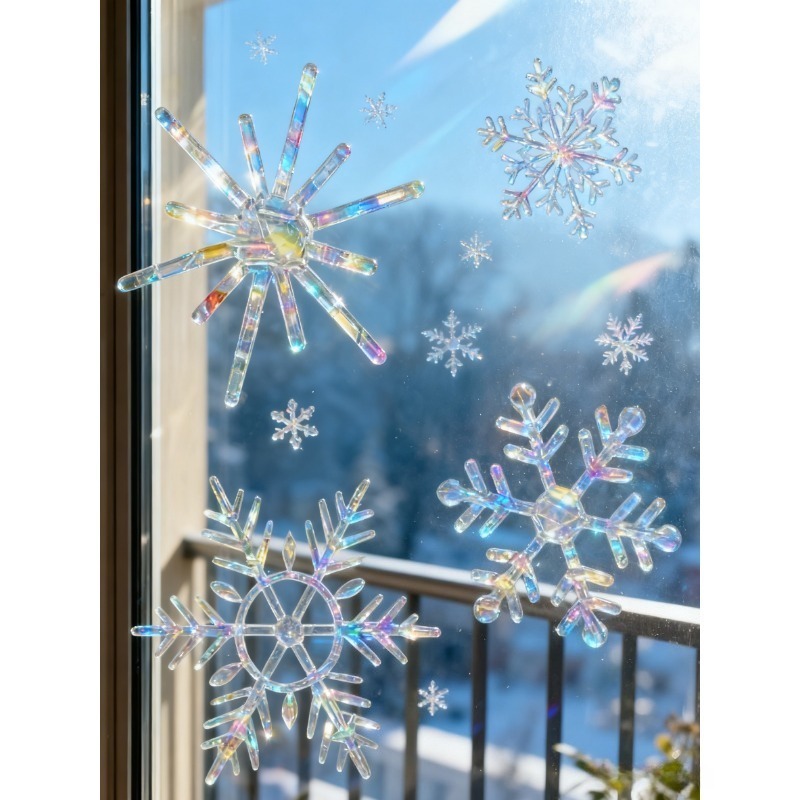 Xmas Snowflake Pattern Rainbow - Snowflake Window Decal reseña y precio